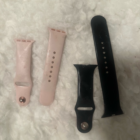Set of 2 iPhone Apple Watch Silicone Pink&  Black Straps Bundle 38mm 40mm 42mm - Picture 2 of 3